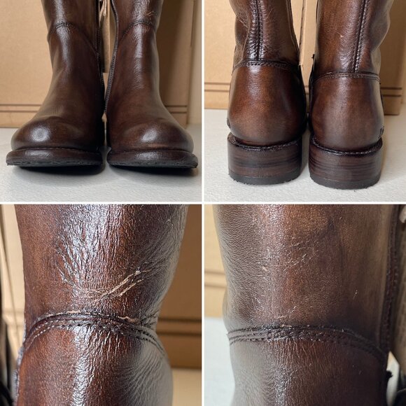 BED STU Manchester Distressed Brown Leather Tall Riding Boots BedStu Size 6 - Picture 9 of 16